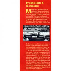 Read more about the article Syclone tests a Testarossa